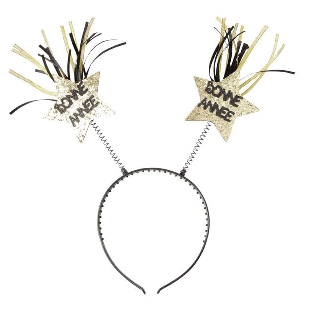 Serre t&ecirc;te pompon noir et dor&eacute;