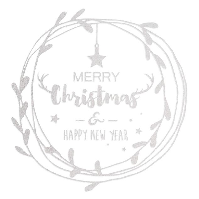 Sticker pour fen&ecirc;tre couronne de No&euml;l blanc