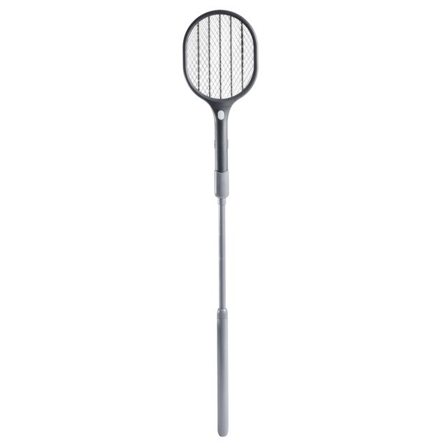 Raquette &eacute;lectrique anti insectes volants manche t&eacute;lescopique LED UV L45cm