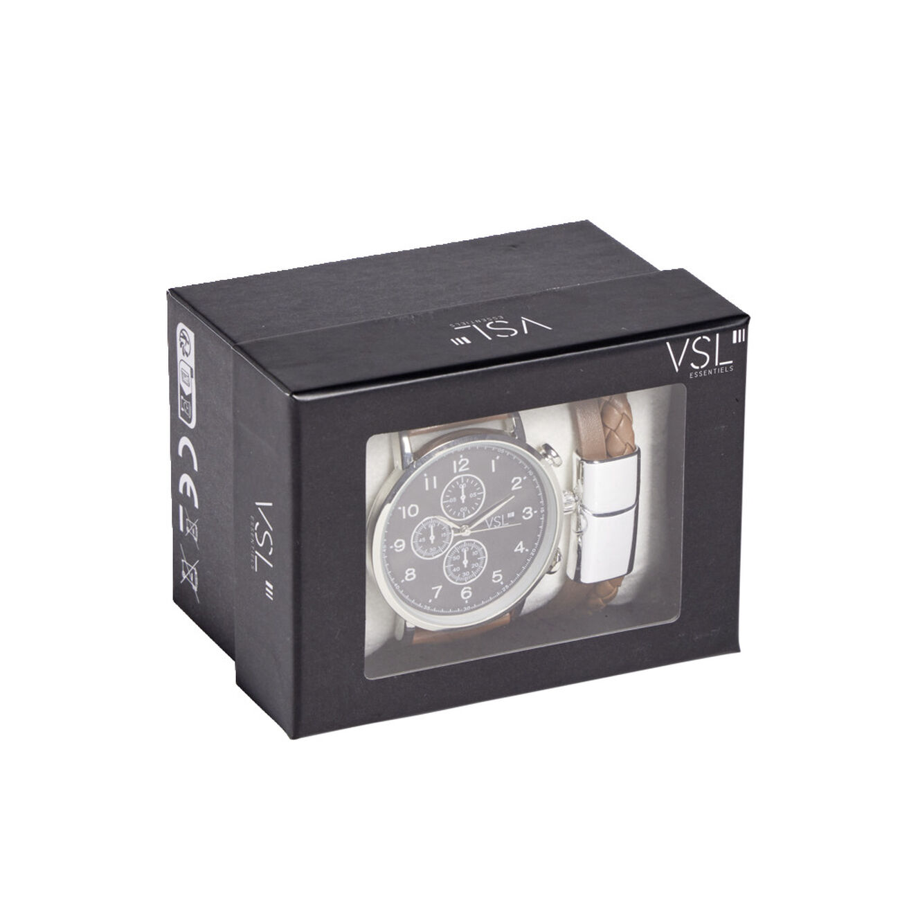 Bracelet-montre Ajustable Goodfellow & Co | Cadran Marron, Boîtier Noir | Pour Homme | Neuf Avec Boîte