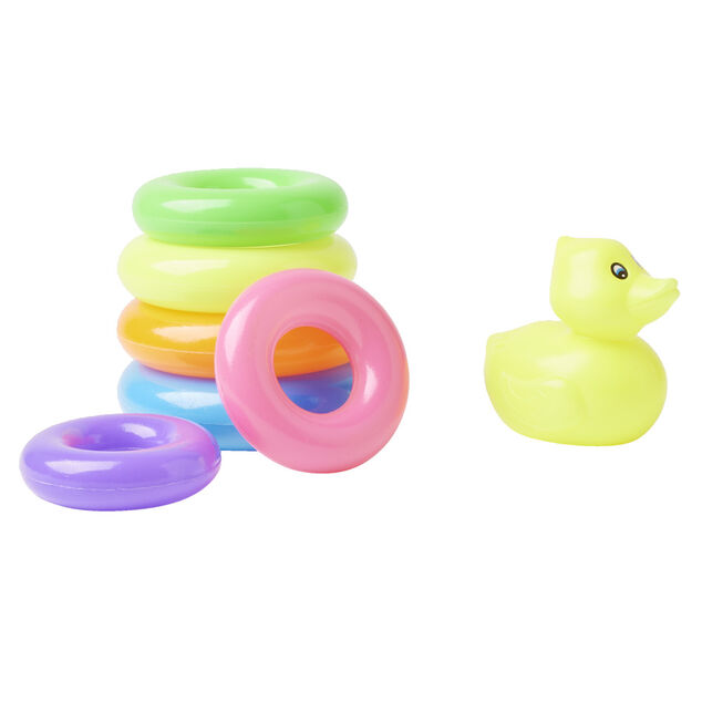 Jouet pour le bain canard et anneaux à empiler