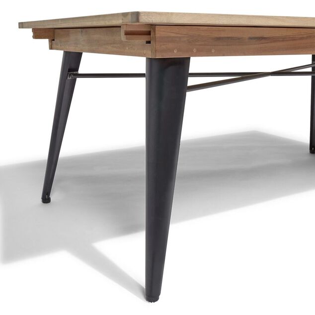 Table extensible Fabrik 6/8 personnes acacia naturel et m&eacute;tal noir 180/240x100xH75cm