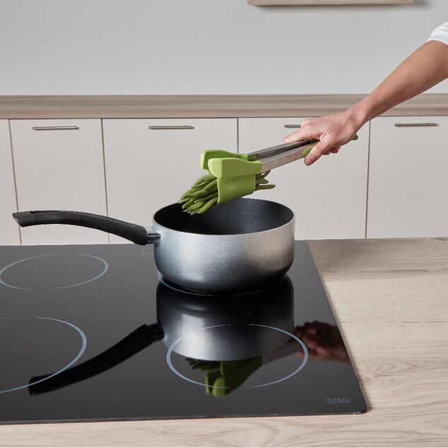 Pince spatule 2 en 1 inox silicone vert