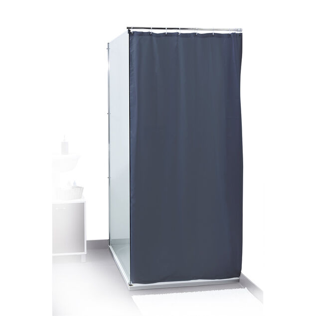 Rideau de douche uni bleu fonc&eacute; 180x200cm 100% polyester