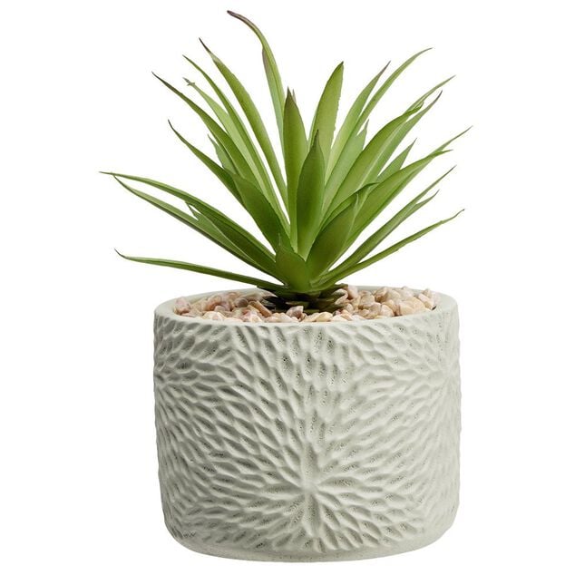 Petite plante artificielle dans pot d&eacute;co relief