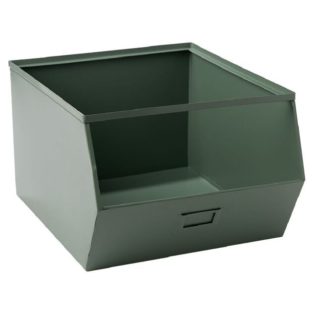 Bac superposable en m&eacute;tal vert - L33 x l25 x H28,5 cm