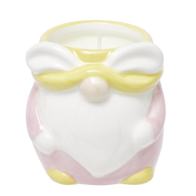 Bougie d&eacute;corative gnome c&eacute;ramique pastel H7cm (2 mod&egrave;les)