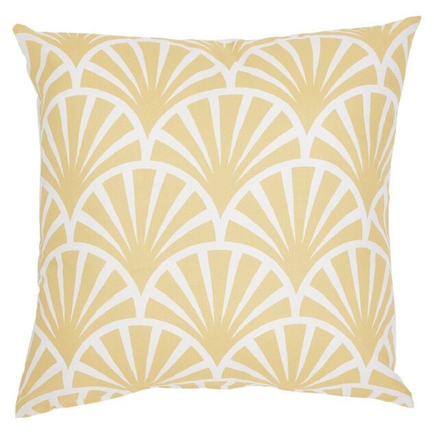 Housse de coussin motif imprim&eacute; plume de paon