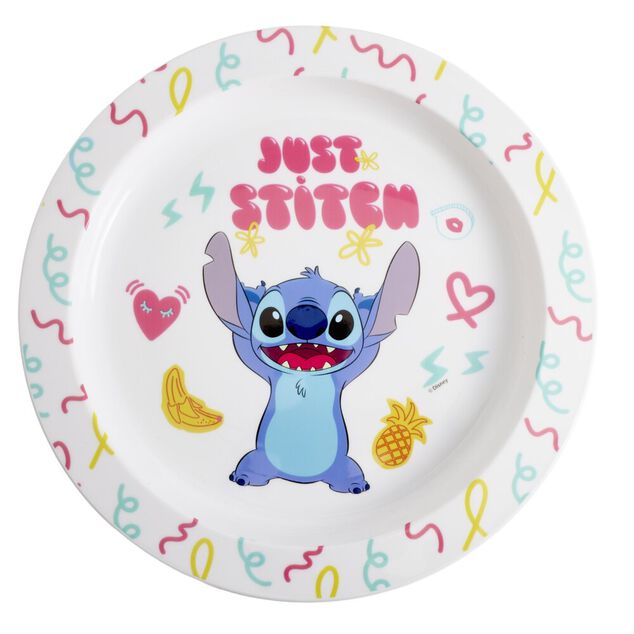Assiette plate Stitch plastique blanc et multicolore &Oslash;22cm