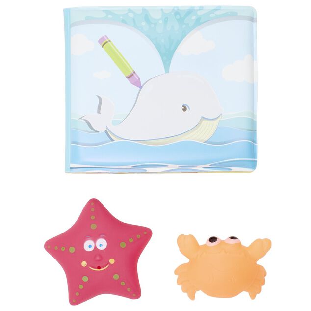Livre de bain avec 2 jouets plastique (2 mod&egrave;les)