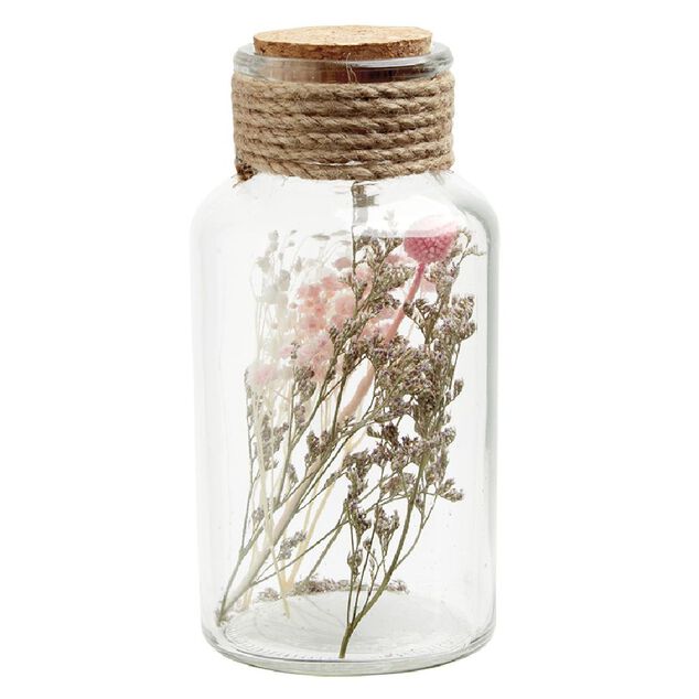 Bocal en verre intérieur fleurs séchées