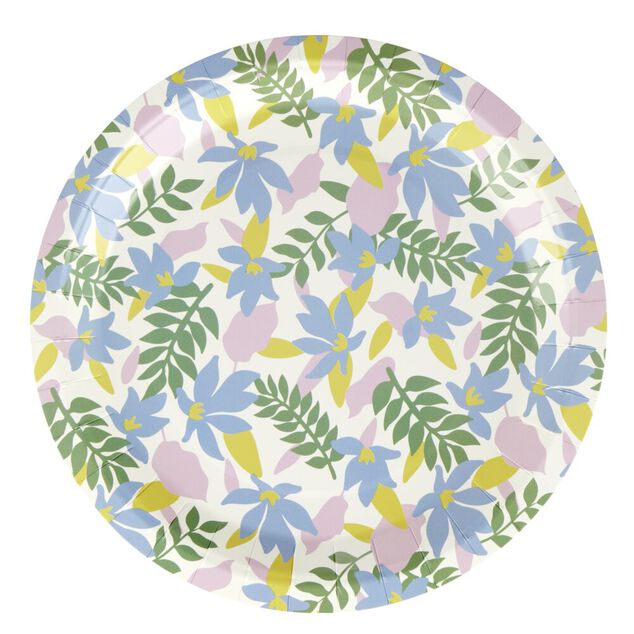 Assiette carton x8 motif fleuri &Oslash;23cm (2 mod&egrave;les)