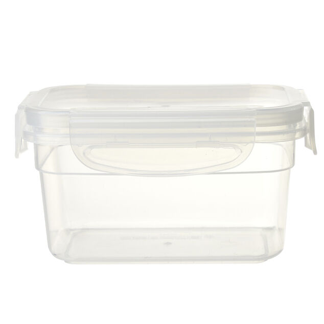 Bo&icirc;te alimentaire rectangulaire plastique transparent 18,5x9,5xH6cm