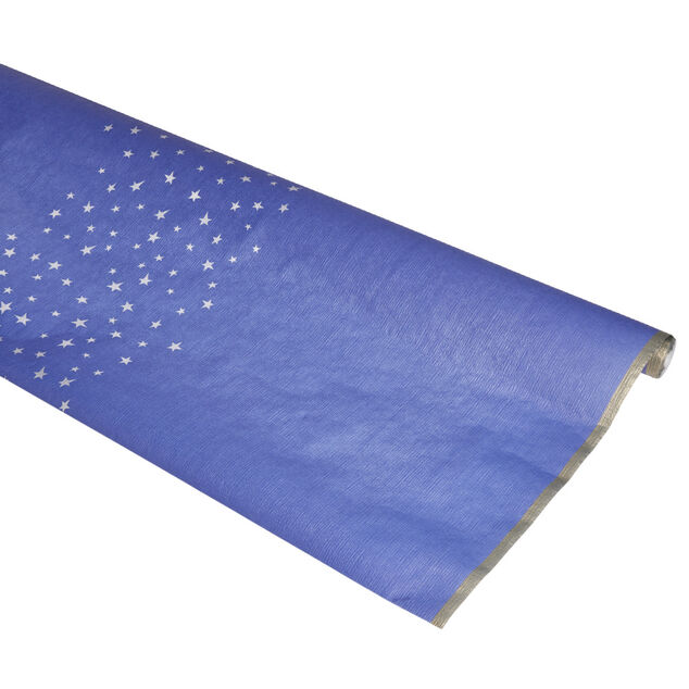 Nappe en papier bleu motifs &eacute;toiles 6m