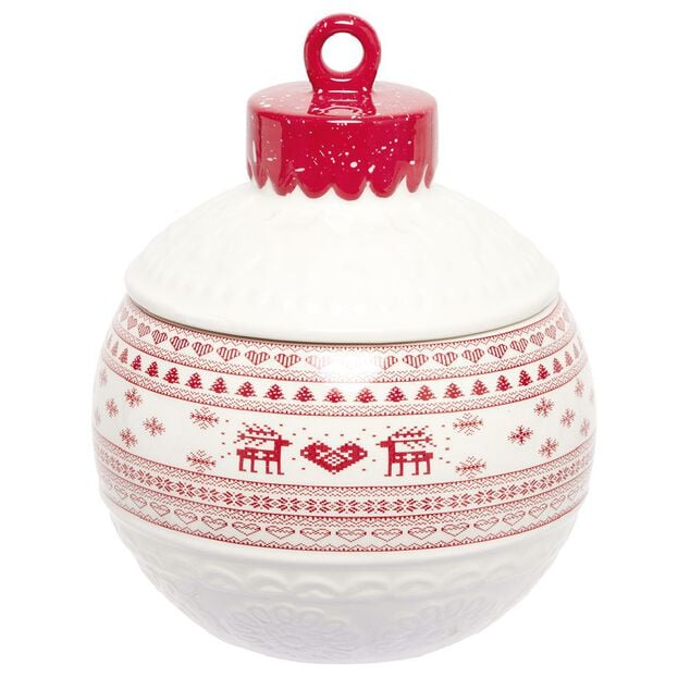 Mini bonbonni&egrave;re en c&eacute;ramique d&eacute;cor No&euml;l rouge blanc