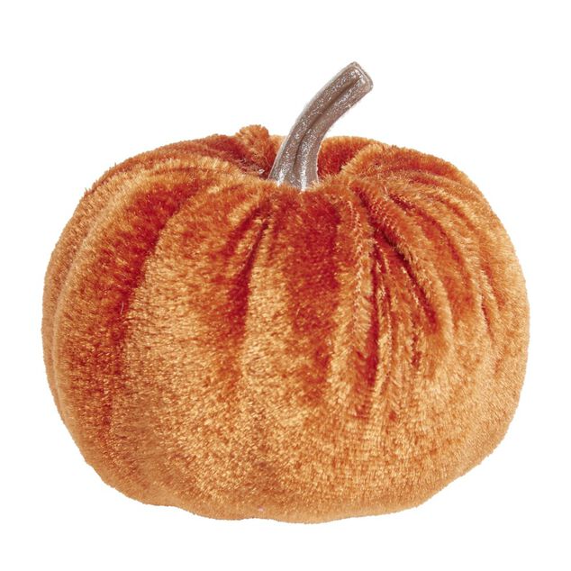 D&eacute;coration &agrave; poser forme citrouille velours 4 pi&egrave;ces &Oslash;7,5xH6,5cm