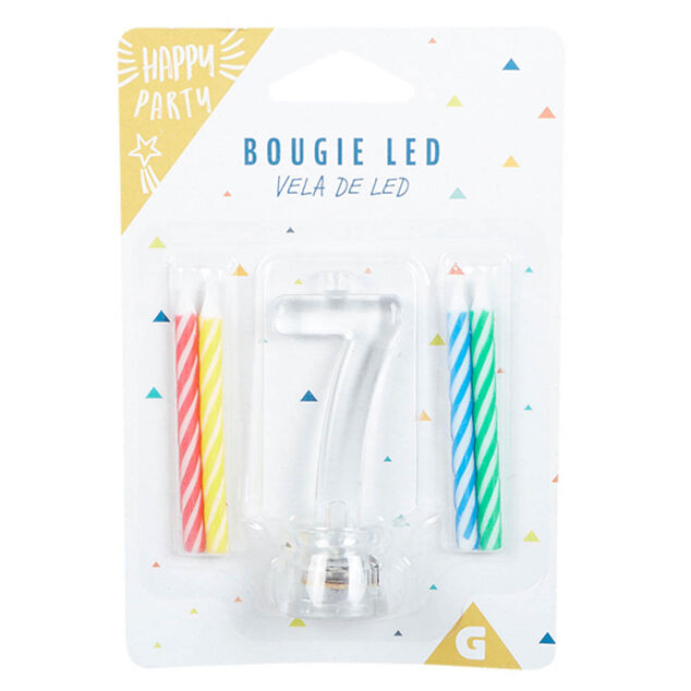 Bougie anniversaire lumineuse à led chiffre 7