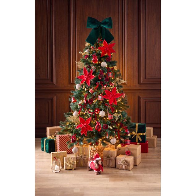 Noeud de No&euml;l velours bordeaux grand mod&egrave;le 40x40cm