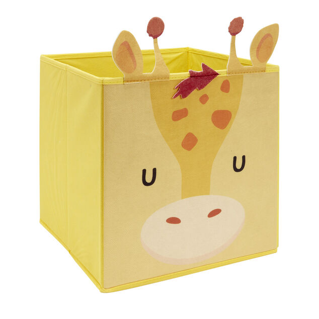 Pani&egrave;re de rangement carr&eacute;e enfant girafe 31x31xH31cm