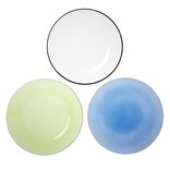 Assiette plate ronde liseré blanc verre transparent vert sauge Ø26cm