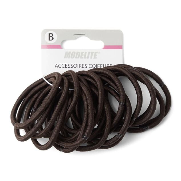Lot de 15 &eacute;lastiques &agrave; cheveux basiques polyester marron
