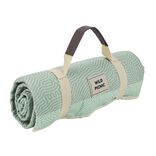 Tapis de pique-nique avec poign&eacute;e polyester vert 125x150cm