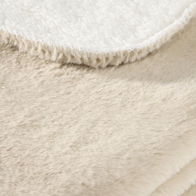 Plaid effet sherpa fourrure beige 130x160cm