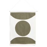 Décoration murale toile arc de cercle coton beige et kaki