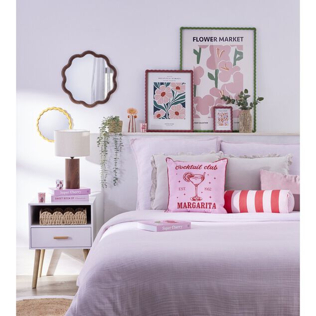 Parure de lit 1 personne 140x200 gaze de coton imprim&eacute; (3 mod&egrave;les)