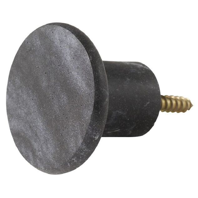 Patère murale ronde imitation marbre noir polyrésine Ø5cm