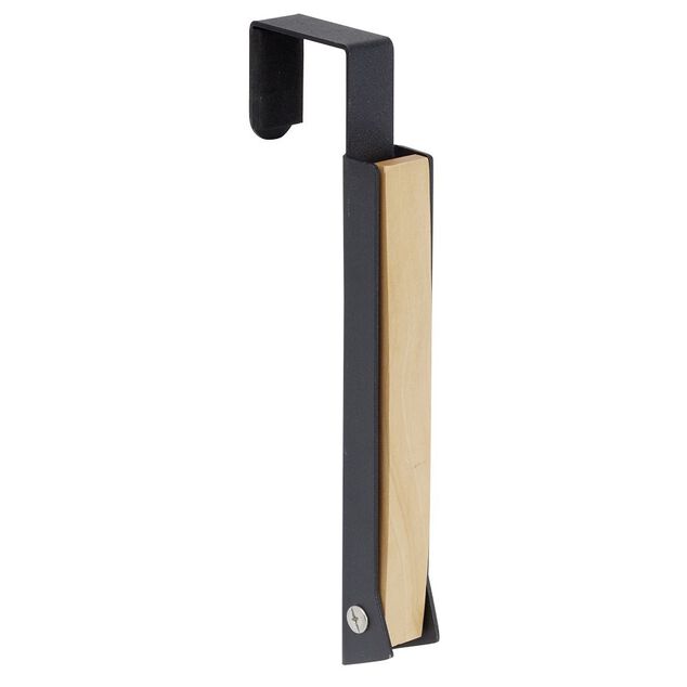 Patère rétractable métal et bois noir ou blanc L20xH20,5cm