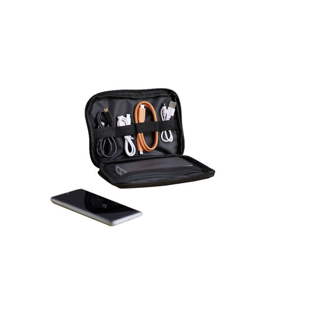 Organisateur de c&acirc;ble pochette zipp&eacute;e noire 19x14cm