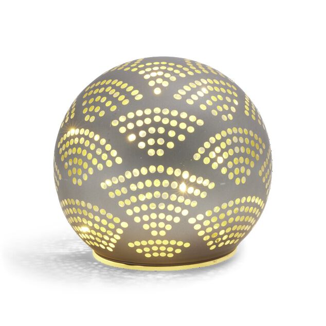 Boule d&eacute;co LED verre et m&eacute;tal grise &Oslash;12cm