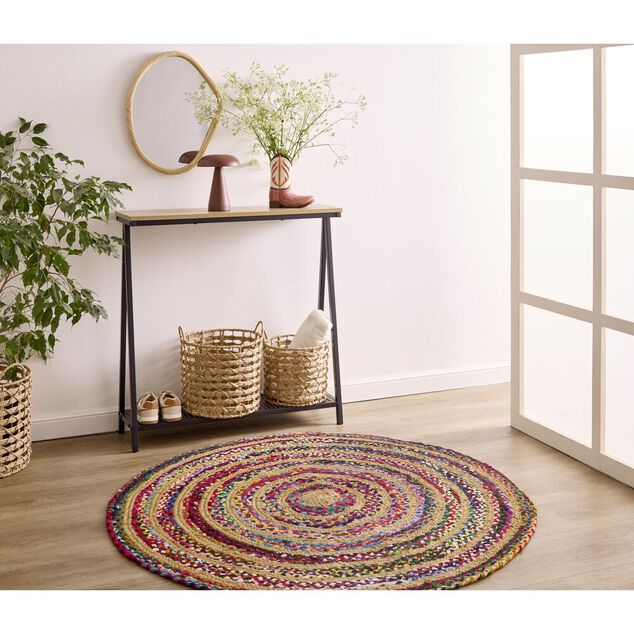 Console 2 niveaux Luffi en bois et m&eacute;tal ajour&eacute; noir 78x24xH78,5cm