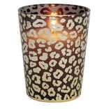 Bougie XXL dans pot en verre motif léopard senteur oud 75H