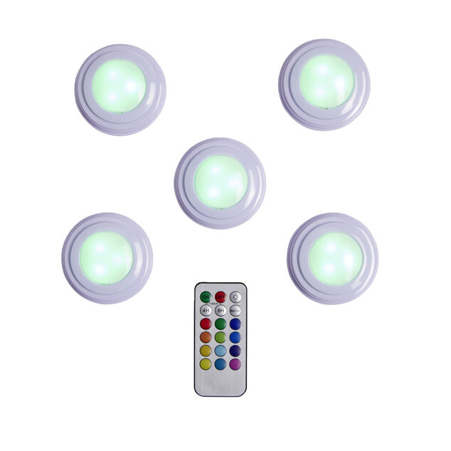 Spot LED x5 RGB avec télécommande Ø6,8cm
