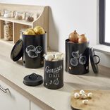 Bo&icirc;te de conservation oignon m&eacute;tal noir &Oslash;16xH22.5cm