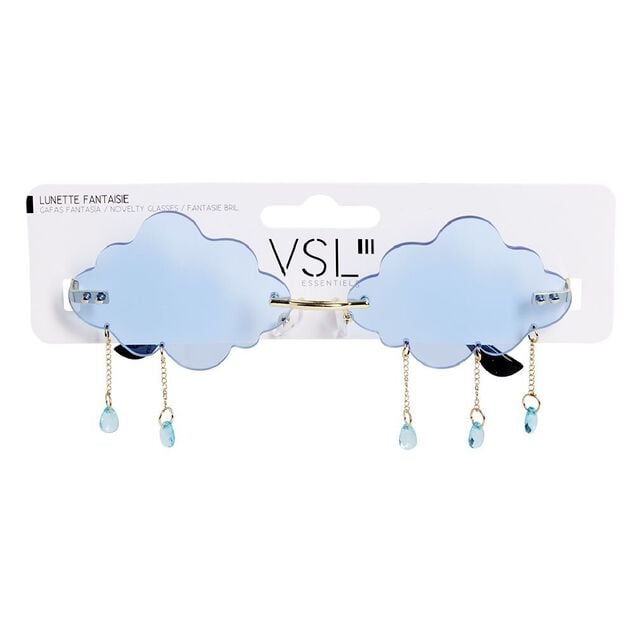 Lunettes fantaisie adulte nuage bleu avec pendentifs