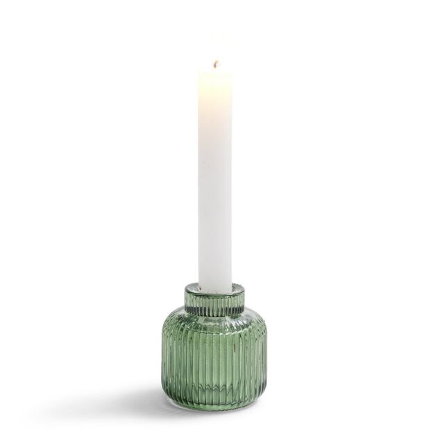 Bougeoir verre double usage vert &Oslash;7xH8,5cm