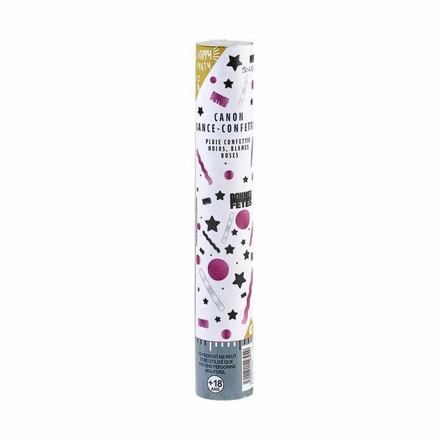 Canon &agrave; confettis rose blanc et noir