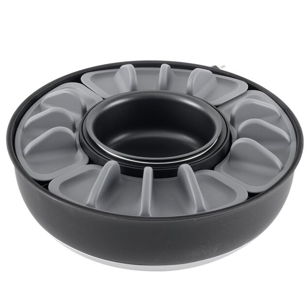 Service &agrave; tacos rond PP et aluminium L34X34XH18 cm noir