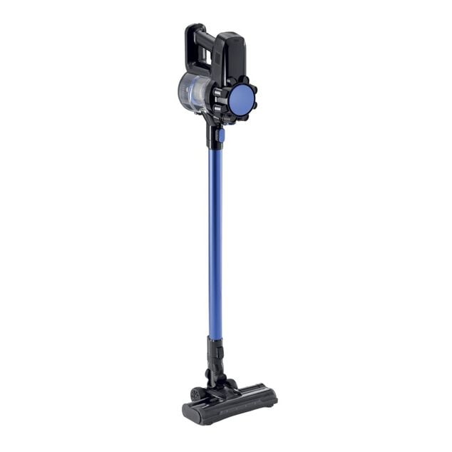 Aspirateur balai sans fil 6 accessoires CleanMaxx noir et bleu H109cm
