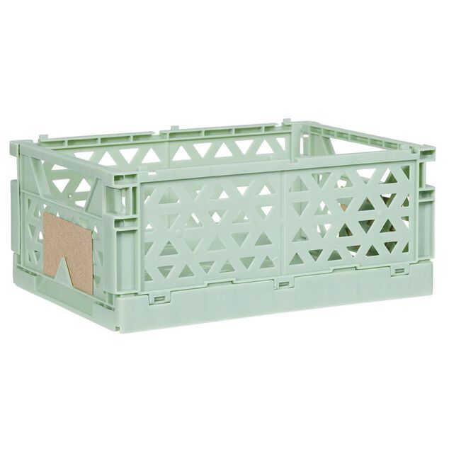 Caisse pliable avec porte-&eacute;tiquette vert L17xl12,5xH7cm