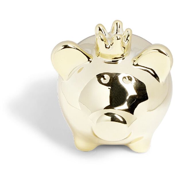 Tirelire cochon dor&eacute; 9x7xH8,3cm