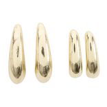 Cr&eacute;oles &eacute;paisses 2 paires m&eacute;tal dor&eacute; lisse &Oslash;1,5cm