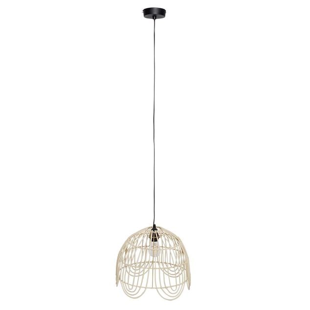 Luminaire &agrave; suspension filaire en rotin naturel