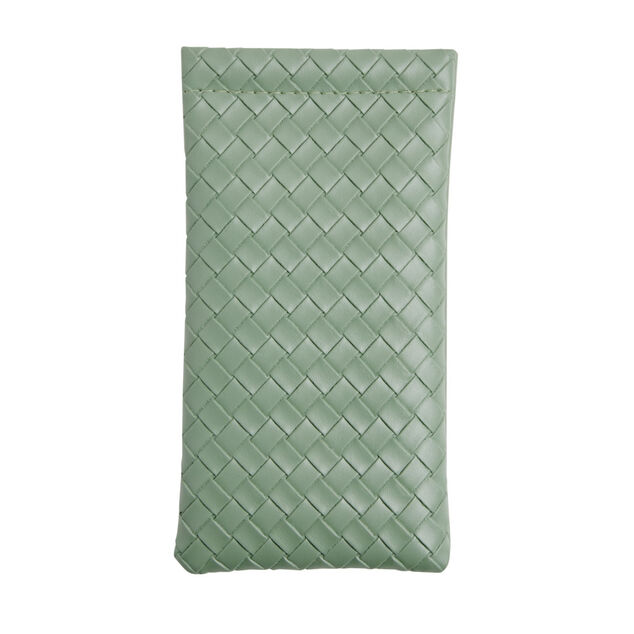 &Eacute;tui &agrave; lunette souple tress&eacute; vert 17,5x8cm