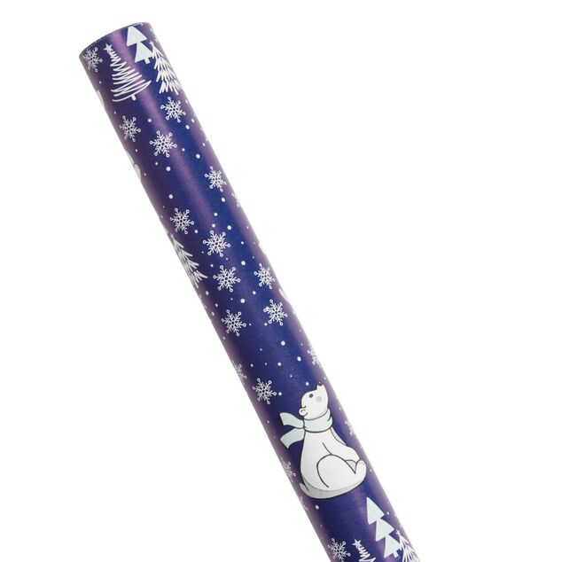 Papier cadeau Noël rouleau x3 avec 20 étiquettes autocollantes boréal