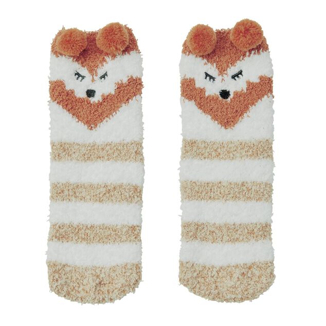 Coffret chaussettes en maille doudou motif rayé beige marron