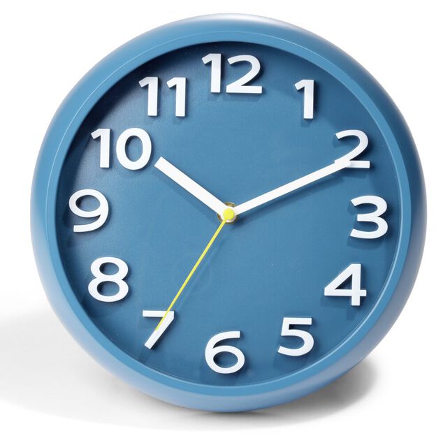 Horloge ronde plastique bleu &Oslash;25cm
